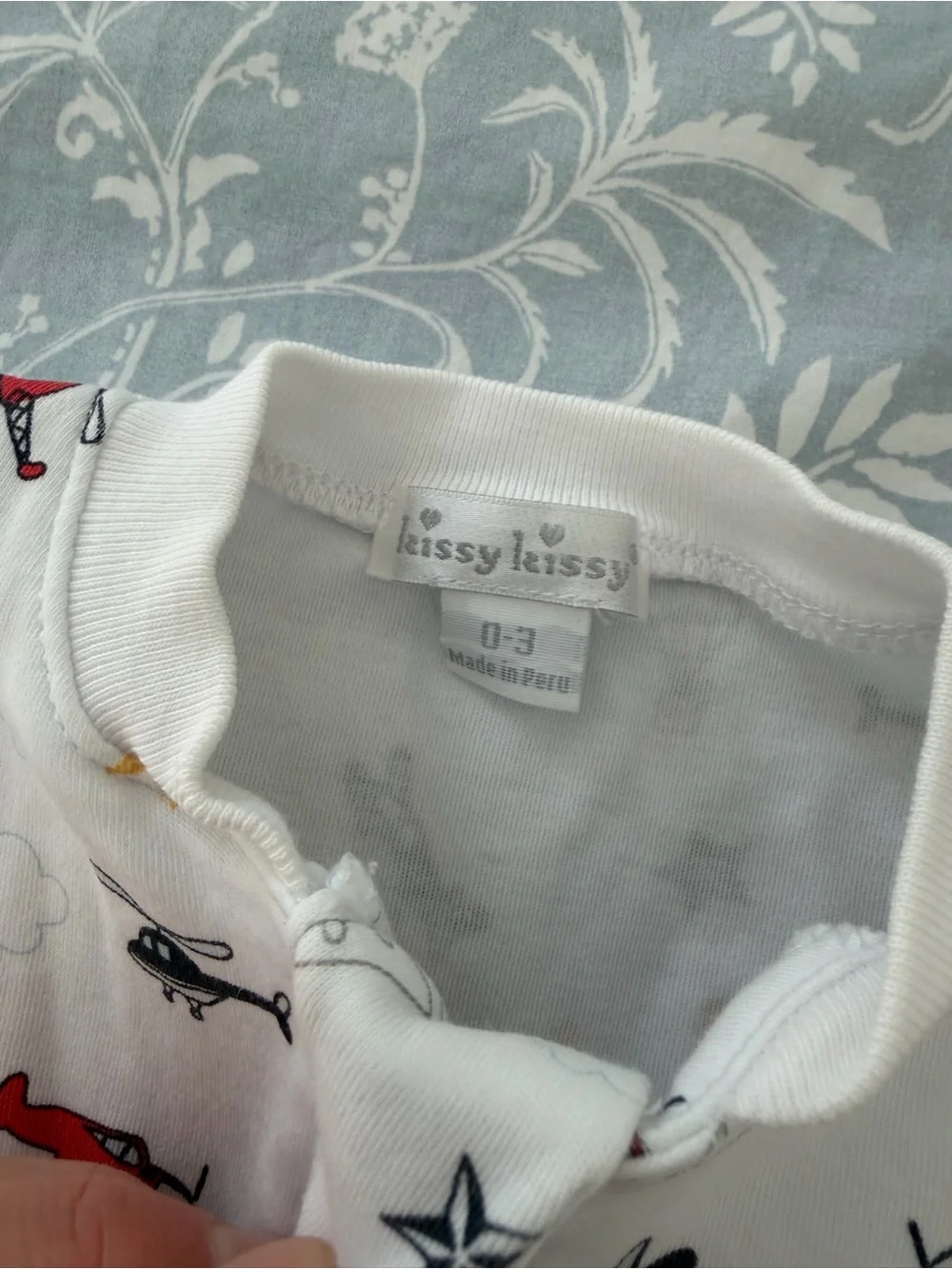 Kissy Kissy White Footed One-Piece with Airplane Print